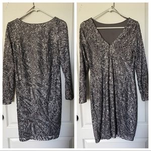 Silver long sleeve sequins party dress size 6